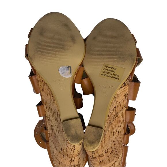 Pink Key Womens 9 Manakin Studded Ankle Zipper Wedge Heel Gladiator Sandals - Picture 9 of 11